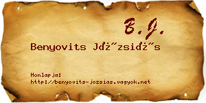 Benyovits Józsiás névjegykártya